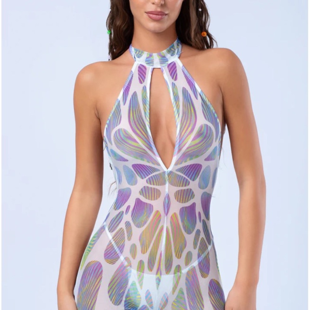 Badinka Myriad Mesh Halter Neck Bodysuit
